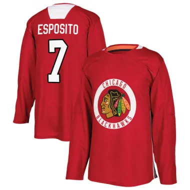 Black Men's Phil Esposito Authentic Chicago Blackhawks Red Home Practice Jersey