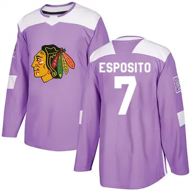 Purple Men's Phil Esposito Authentic Chicago Blackhawks Fights Cancer Practice Jersey