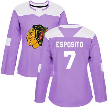 Purple Women's Phil Esposito Authentic Chicago Blackhawks Fights Cancer Practice Jersey